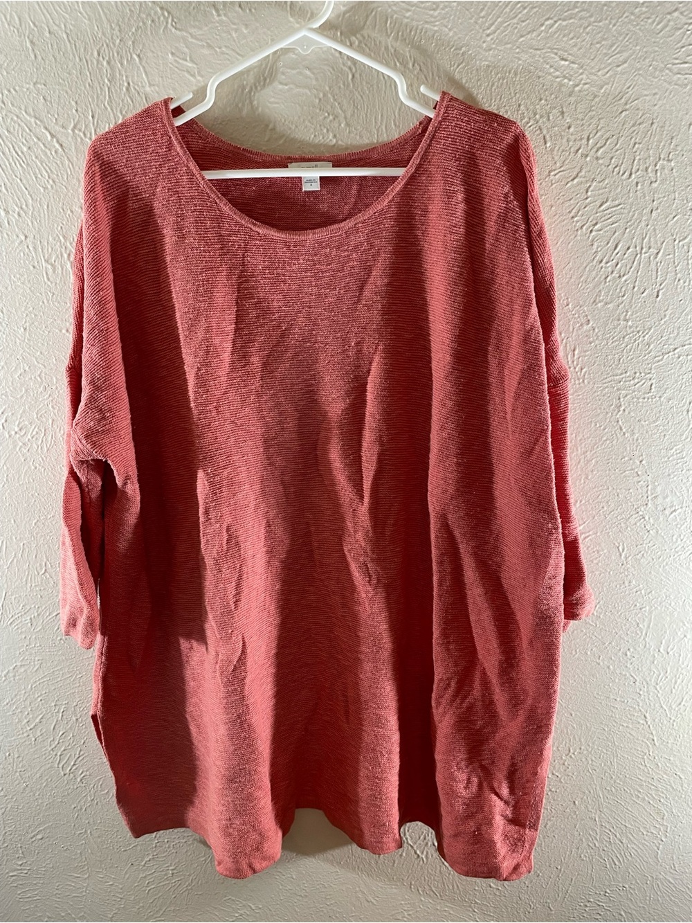 Women’s Relaxed Long Sleeve Tunic Top - Coral Pink